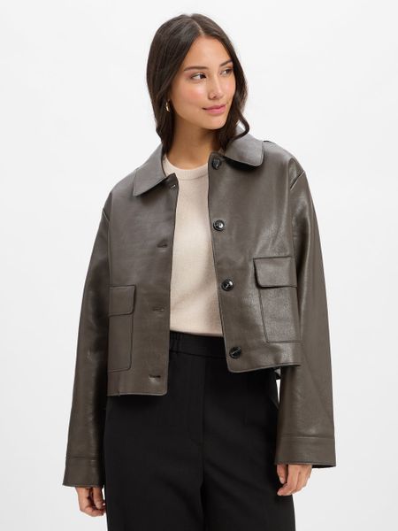 Neo Noir Kurtka damska Romana Faux Kobiety Sztuczna skóra brązowy jednolity, 40. Brązowe kurtki Neo Noir, bez wzorów, ze skóry, bez kaptura. Za 499.95 zł.