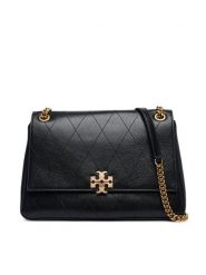 Tory Burch Torebka Charlie 185828 Czarny. Czarne torebki klasyczne Tory Burch, bez wzorów, ze skóry, bez dodatków. Za 2,762.99 zł.