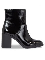 Calvin Klein Jeans Botki Mid Block Heel Boot Naplak Wn YW0YW01258 Czarny. Czarne botki Calvin Klein Jeans, bez wzorów, z jeansu, bez obcasa, na słupku, bez zapięcia. Za 359.99 zł.
