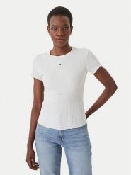 Tommy Jeans T-Shirt Smock Seersucker DW0DW22219 Biały Slim Fit. Białe t-shirty Tommy Jeans, xl, bez wzorów, z jeansu, bez kołnierzyka, bez ramiączek. Za 169.99 zł.