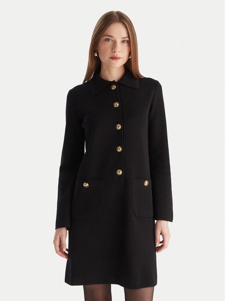 Luisa Spagnoli Sukienka dzianinowa Magilla 100109 Czarny Regular Fit. Czarne sukienki Luisa Spagnoli, l, bez wzorów, z dzianiny, bez kołnierzyka, bez ramiączek. Za 1,899.00 zł.