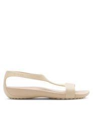 Crocs Sandały SERENA SANDAL 205469-212 Beżowy. Brązowe sandały Crocs, bez wzorów, z tworzywa sztucznego, bez obcasa, na płaskiej podeszwie, bez zapięcia. Za 149.99 zł.