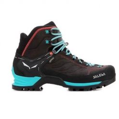 Buty trekkingowe damskie Salewa WS Mtn Trainer Mid Gtx czarne,turkusowe. Czarne trekkingi Salewa, bez wzorów, z materiału, za kostkę, bez zapięcia, trekkingowe. Za 888.30 zł.