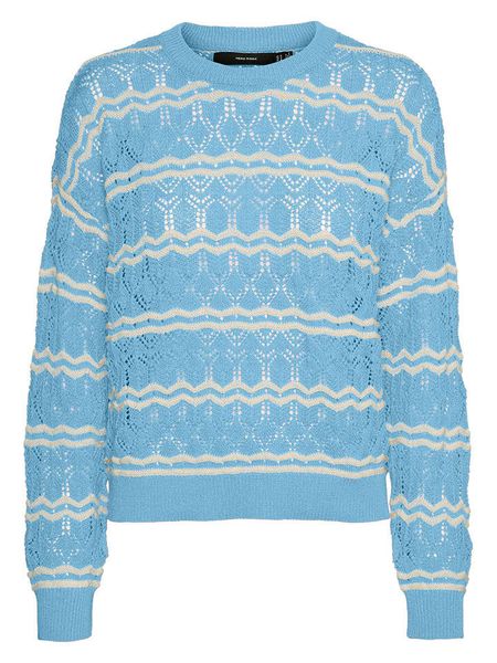 Vero Moda Sweter w kolorze błękitnym rozmiar: XS. Niebieskie swetry Vero Moda, xs, bez wzorów, ze splotem, bez ramiączek. Za 57.06 zł.