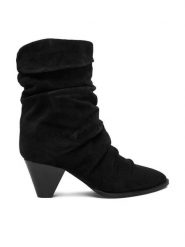 Badura Botki EO-APRIL-25FW218 Czarny. Czarne botki Badura, bez wzorów, ze skóry, bez obcasa, na słupku, bez zapięcia. Za 259.99 zł.