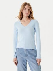 United Colors Of Benetton Sweter 1091D4625 Błękitny Slim Fit. Niebieskie swetry United Colors Of Benetton, l, bez wzorów, z bawełny, bez ramiączek. Za 179.99 zł.