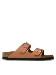 Birkenstock Klapki Arizona 1025046 Brązowy. Brązowe klapki Birkenstock, bez wzorów, z syntetyku, bez obcasa, bez zapięcia. Za 399.00 zł.