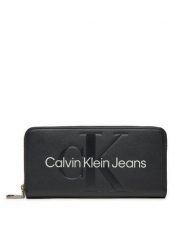 Calvin Klein Jeans Portfel Sculpted Mono Zip Around Mono K60K607634 Czarny. Czarne portfele Calvin Klein Jeans, bez wzorów, z jeansu. Za 219.99 zł.