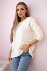 Sweter z kieszeniami z przodu ecru. Swetry KESI, na jesień, l, bez wzorów, z jeansu, eleganckie, plus size, bez ramiączek. Za 178.78 zł.