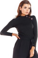 Awama Sweter Damski Model A315 Black. Czarne swetry Awama, bez wzorów, bez ramiączek. Za 151.80 zł.