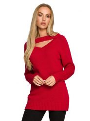 Made of emotion Sweter w kolorze czerwonym rozmiar: L/XL. Czerwone swetry Made Of Emotion, l, bez wzorów, bez ramiączek. Za 132.67 zł.
