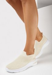 Beżowe Wsuwane Buty Sportowe z Elastyczną Cholewką Rosillte. Brązowe buty sportowe lifestyle Born2be, bez wzorów, bez zapięcia. W wyprzedaży za 46.74 zł.