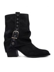 G-STAR Kowbojki CEO-59132-01R Czarny. Czarne botki G-Star, bez wzorów, ze skóry, retro, bez obcasa, na słupku, bez zapięcia. Za 399.99 zł.