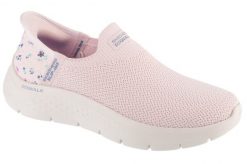 Buty sportowe Sneakersy damskie, Slip-Ins: GO WALK Flex - Sunset Rose. Czerwone buty treningowe Skechers, bez wzorów, z materiału, przed kostkę, bez zapięcia, trekkingowe. Za 349.99 zł.