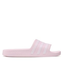 Klapki adidas. Czerwone klapki adidas, bez wzorów, sportowe, bez obcasa, bez zapięcia. Za 119.99 zł.