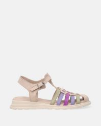 SKÓRZANE SANDAŁY W KOLORZE BEŻOWYM X001 BEIGE MULTI. Brązowe sandały Venezia, bez wzorów, ze skóry, bez obcasa, bez zapięcia. Za 269.00 zł.