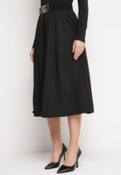 Czarna Spódnica Rozkloszowana z Paskiem Cizo. Czarne spódnice Born2be, m, bez wzorów, midi, rozkloszowane. W wyprzedaży za 110.49 zł.