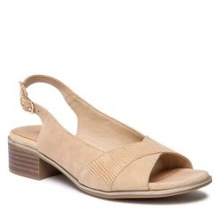 Sandały Go Soft. Brązowe sandały GO SOFT, bez wzorów, bez obcasa, na płaskiej podeszwie, bez zapięcia. Za 179.99 zł.