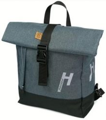 Plecak rowerowy/torba na bagażnik „Keep Rollin”. Szare torby na laptopa HABERLAND, bez wzorów, z gumy, na ramię. Za 599.90 zł.