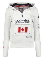 Canadian Peak Bluza "Gyrelle" w kolorze białym rozmiar: XXL. Białe bluzy Canadian Peak, xxl, z aplikacjami, z bawełny, bez ramiączek, z kapturem. Za 83.81 zł.