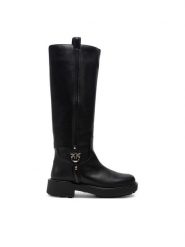 PINKO Kozaki Tina 09 SD0193 P001 Czarny. Czarne kozaki Pinko, bez wzorów, ze skóry, bez obcasa, na płaskiej podeszwie, bez zapięcia. Za 1,699.00 zł.