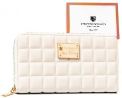 Stylowy portfel-piórnik damski z wypukłym zdobieniem - Peterson. Portfele z aplikacjami. Za 34.00 zł.