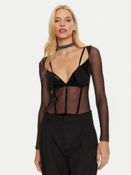 Patrizia Pepe Body 2M4400/J230-K103 Czarny Regular Fit. Czarne body i gorsety Patrizia Pepe, bez wzorów, z syntetyku, bez ramiączek. Za 569.99 zł.