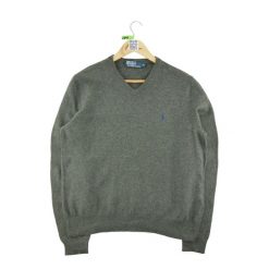 Szary sweter z wełny dla kobiet. Szare swetry Ralph Lauren, bez wzorów, z wełny, bez ramiączek. Za 212.96 zł.