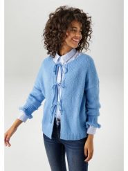 Aniston Kardigan w kolorze błękitnym rozmiar: 38. Niebieskie swetry Aniston, bez wzorów, bez ramiączek. Za 52.17 zł.