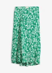 Spódnica midi z miękkiej mieszanki wiskozy. Zielone spódnice bonprix, bez wzorów, z wiskozy, midi. Za 54.99 zł.