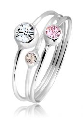 Elli Zestaw damski do łączenia Modern z kryształami w srebrze próby 925 Sterling Silver Pierścionki 1 ct Damski. Szare pierścionki Elli, srebrne. Za 328.99 zł.