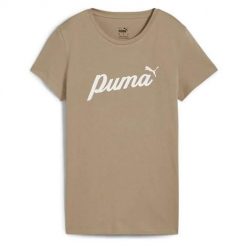 Koszulka sportowa damska Puma Script Tee. Brązowe t-shirty sportowe Puma, xs, bez wzorów, bez ramiączek. Za 156.00 zł.