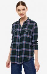 LEE REGULAR WESTERN DAMSKA KOSZULA MATERIAŁOWA W KRATĘ DK BOTTLE GREEN L46CPUBB 112110872. Zielone koszule Lee, l, bez wzorów, z materiału, bez kołnierzyka, bez ramiączek. W wyprzedaży za 59.99 zł.