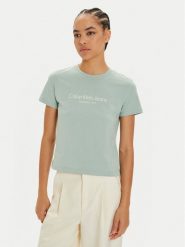 Calvin Klein Jeans T-Shirt Institutional J20J224914 Niebieski Regular Fit. Niebieskie t-shirty Calvin Klein Jeans, s, bez wzorów, z bawełny, bez kołnierzyka, bez ramiączek. Za 99.99 zł.
