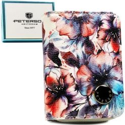 Portfel damski w kwiaty wykonany ze skóry naturalnej i ekologicznej, zamykany na zatrzask i suwak PTN PX33-PF1 Peterson. Portfele Peterson, bez wzorów, ze skóry. Za 89.99 zł.