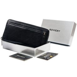 Portfel damski Rovicky CPR-8794-BAR czarny. Czarne portfele ROVICKY, bez wzorów, ze skóry. Za 109.99 zł.