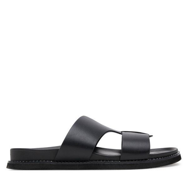 Klapki JENNY. Czarne klapki Jenny, bez wzorów, bez obcasa, bez zapięcia. Za 119.99 zł.