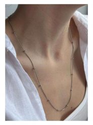 Lodie Silver Naszyjnik z elementami ozdobnymi - dł. 60 cm rozmiar: onesize. Szare naszyjniki Lodie Silver, z materiału, ze stali. Za 74.46 zł.