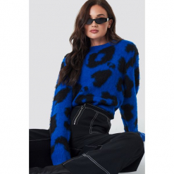 Rut&Circle Sweter Leopard - Blue. Niebieskie swetry Rut&Circle, z materiału. Za 202.95 zł.