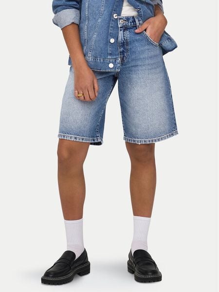 ONLY Bermudy Mate 15340976 Niebieski Baggy Fit. Niebieskie szorty ONLY, bez wzorów, z bawełny. Za 189.99 zł.