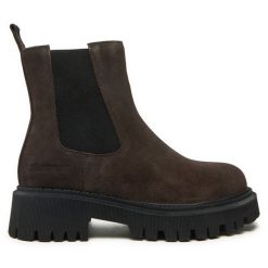 Sztyblety Napapijri. Brązowe botki Napapijri, bez wzorów, bez obcasa, na płaskiej podeszwie, bez zapięcia. Za 369.99 zł.