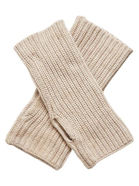 MOSS COPENHAGEN Ocieplacze "Galine Rachelle" w kolorze beżowym rozmiar: onesize. Brązowe rękawiczki Moss Copenhagen, bez wzorów, prążkowane. Za 76.65 zł.