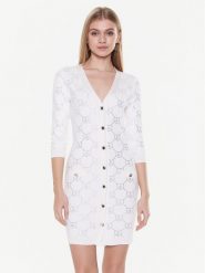 Blugirl Blumarine Sukienka dzianinowa RA3105-MA18F Biały Slim Fit. Białe sukienki Blugirl Blumarine, xs, bez wzorów, z dzianiny, bez kołnierzyka, bez ramiączek. Za 1,789.00 zł.