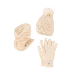 Damski Zimowy Zestaw Termiczny - Czapka + Rękawiczki + Komin - Złamana Biel. Białe czapki zimowe HEAT KEEPER, bez wzorów, z poliesteru, sportowe. W wyprzedaży za 177.72 zł.