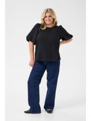 KAFFE curve Bluzka w kolorze czarnym rozmiar: 42. Czarne bluzki KAFFE curve, bez wzorów, bez kołnierzyka, bez ramiączek. Za 126.99 zł.