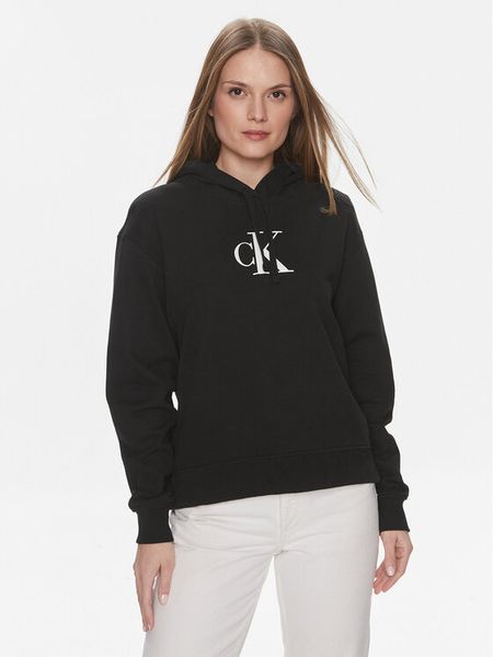 Calvin Klein Jeans Bluza Satin J20J223432 Czarny Regular Fit. Czarne bluzy Calvin Klein Jeans, l, bez wzorów, z bawełny, bez kaptura. Za 259.99 zł.