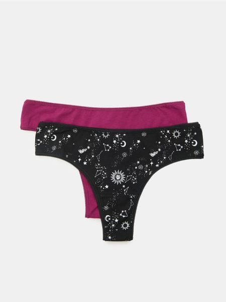 Bawełniane majtki stringi 2 pack - wielobarwny. Stringi Sinsay, bez wzorów, z bawełny. Za 9.99 zł.
