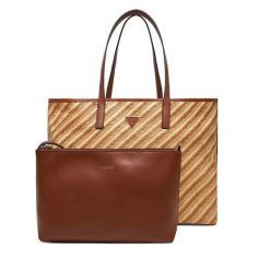 Torebka Guess. Brązowe shopper bag Guess, z aplikacjami, bez dodatków. Za 399.99 zł.