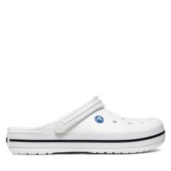 Klapki Crocs. Białe klapki Crocs, bez wzorów, bez obcasa, bez zapięcia. Za 259.99 zł.