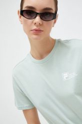 Fila t-shirt bawełniany kolor turkusowy. Niebieskie t-shirty Fila, bez wzorów, z bawełny, bez kołnierzyka, bez ramiączek. Za 149.99 zł.